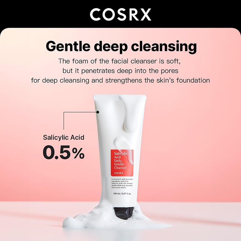 COSRX Salicylic Acid Exfoliating Cleanser 150ml | Gentle Exfoliating Face Wash for Acne-Prone Skin | Removes Dirt & Oil | Korean Skincare, Helps Clear Pores & Smooth Skin Texture