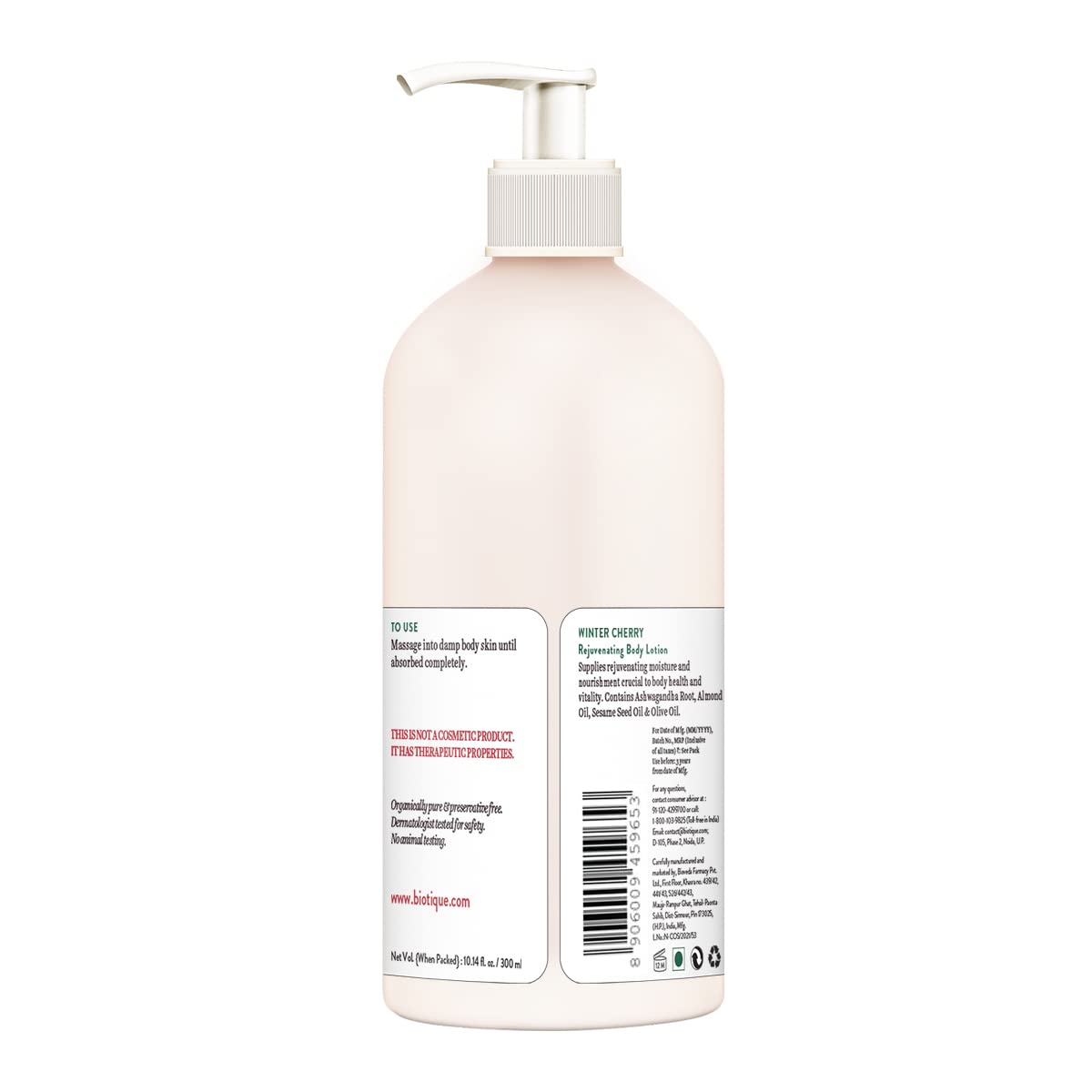 Biotique Winter Cherry Rejuvenating Body Lotion | Moisturizes and Hydrates the Skin | Prevents Ageing, Wrinkles and Dark Spots| 100% Botanical Extracts| Suitable for All Skin Types | 300ml