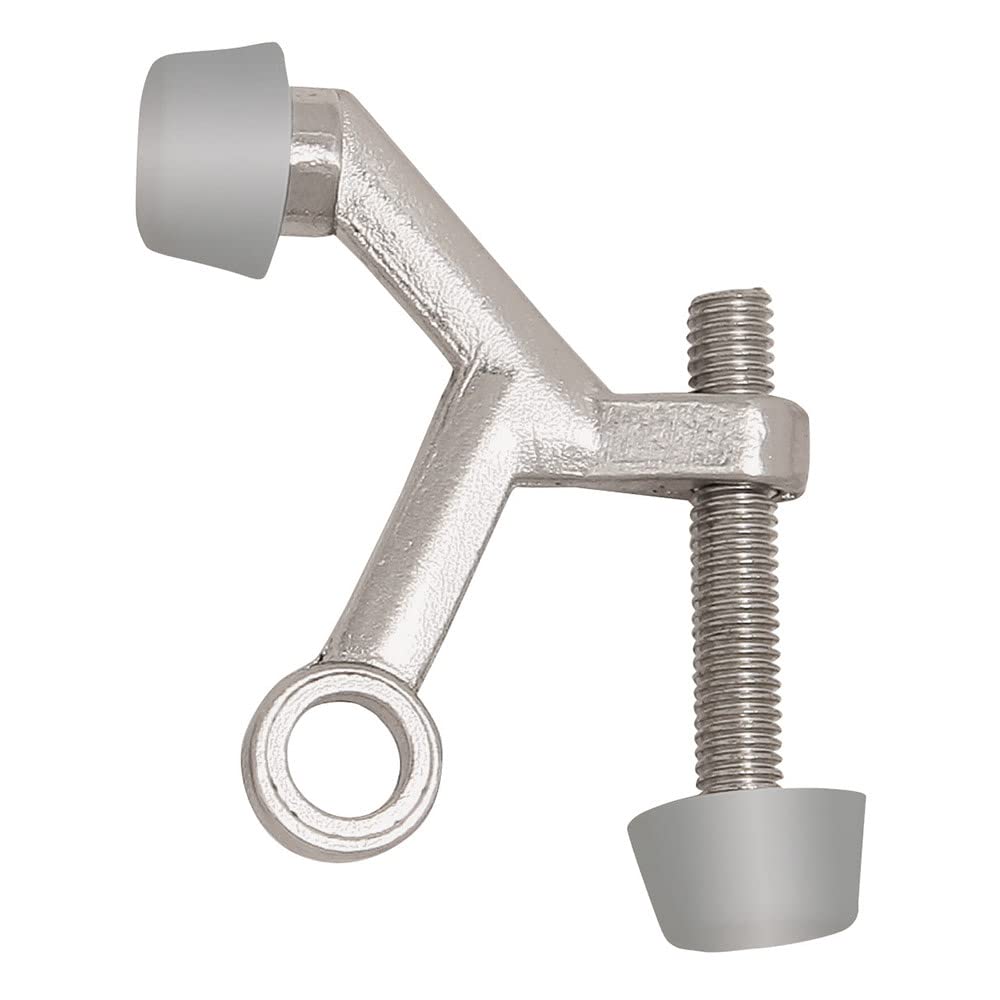 Design House 181776 Hinge Pin Stop Wall Protector with Rubber Tip Adjustable Door Stoppers, 5-Pack, Satin Nickel, 5 Pack