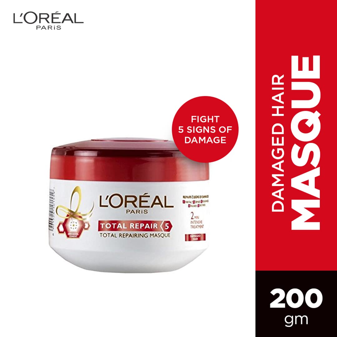 L'Oreal Paris Hair Mask, For Damaged and Weak Hair, 200ml & L'Oreal Paris Shampoo, Moisturising & Hydrating, For Dull, Dry & Lifeless Hair, 6 Oil Nourish, 340 ml