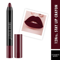 Swiss Beauty 12 Hrs. Stay Matte Lip Crayon, Dynamite Berry, 3g - Long Lasting, Waterproof, Super Stay, Matte Finish Lip Crayon, Long Wear, Crayon Lipstick