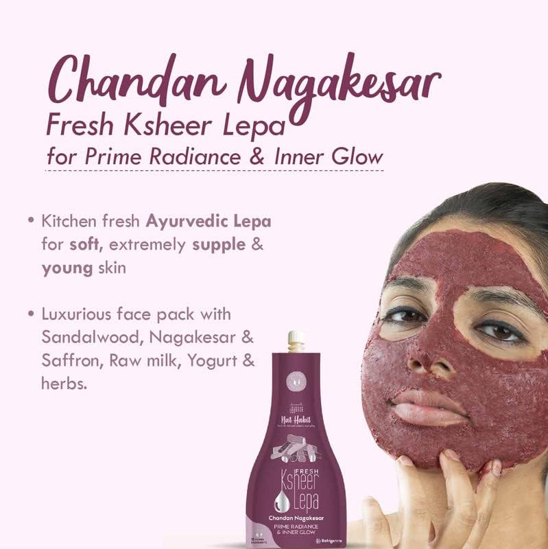 Nat Habit Hair Mask & Face Pack Combo 5 Oil Hibiscus Nutrimask & Chandan Nagakesar Lepa For Men & Women Hair Growth & Skin Glow, Suitable For All Skin & Hair Types (Combo Pack of 3)