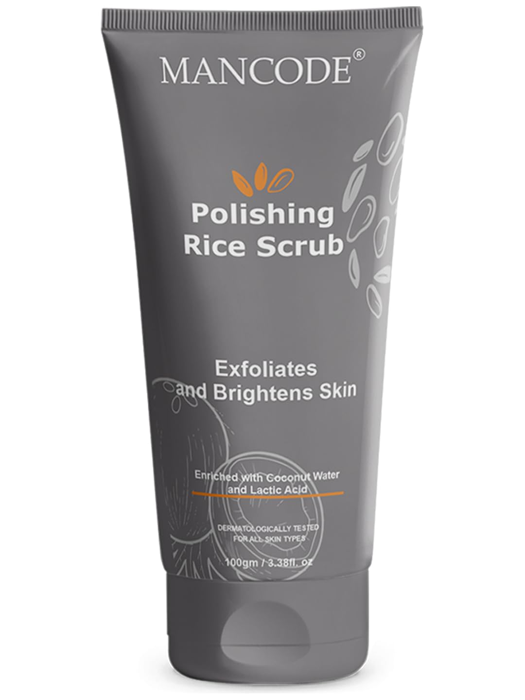 Mancode Polishing Rice Scrub for Oil Control, unclogs your pores help to Brighten Skin Face scrub 100gm