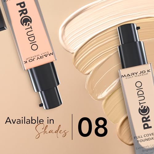 MARY JO K Full Coverage Foundation 01 – High Coverage, Long-Wearing Formula for a Flawless Complexion – Customizable, Matte & Radiant Finish – [30ml]