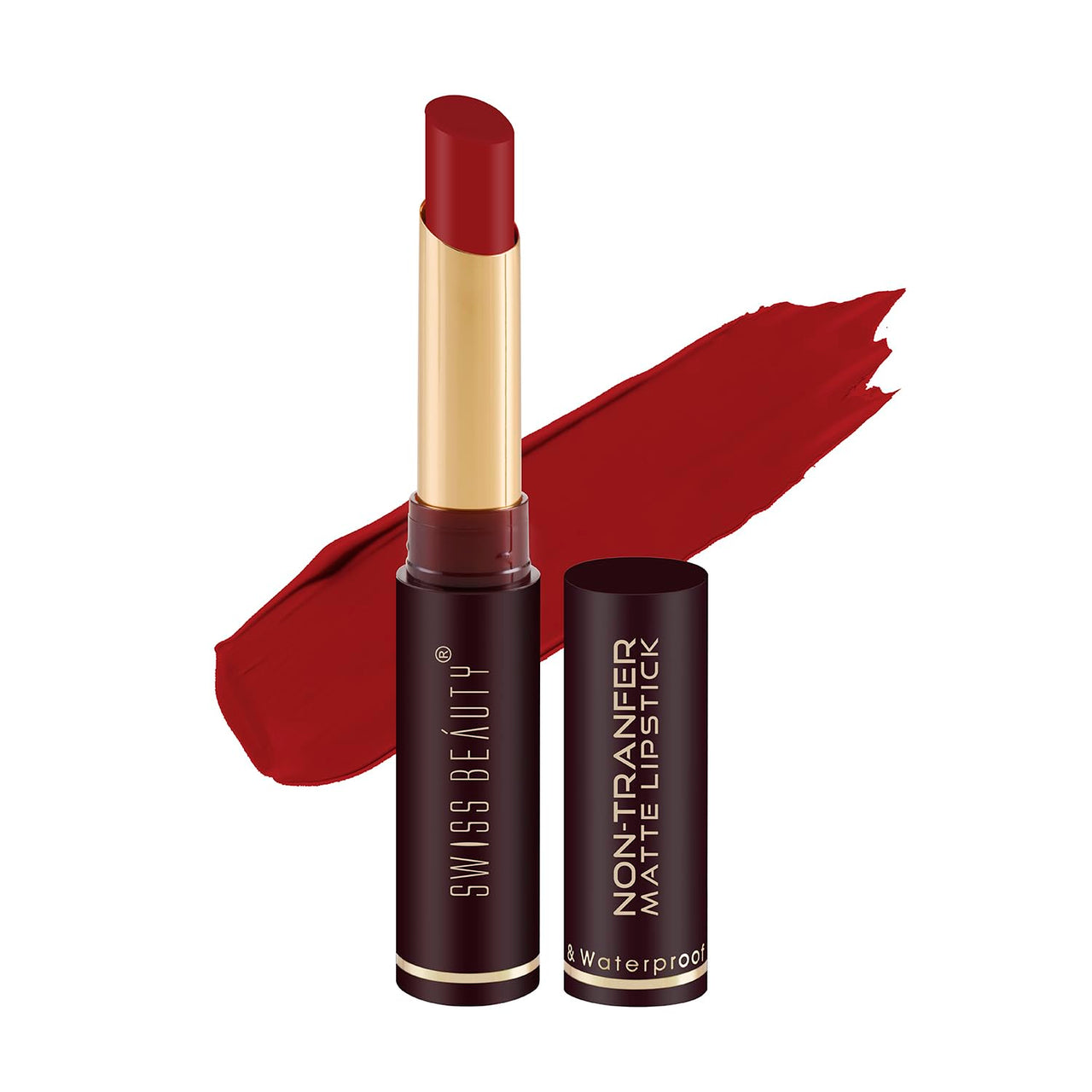 Swiss Beauty Non-Tranfer Matte Lipstick, Smooth & Waterproof, Orange Red, 2g
