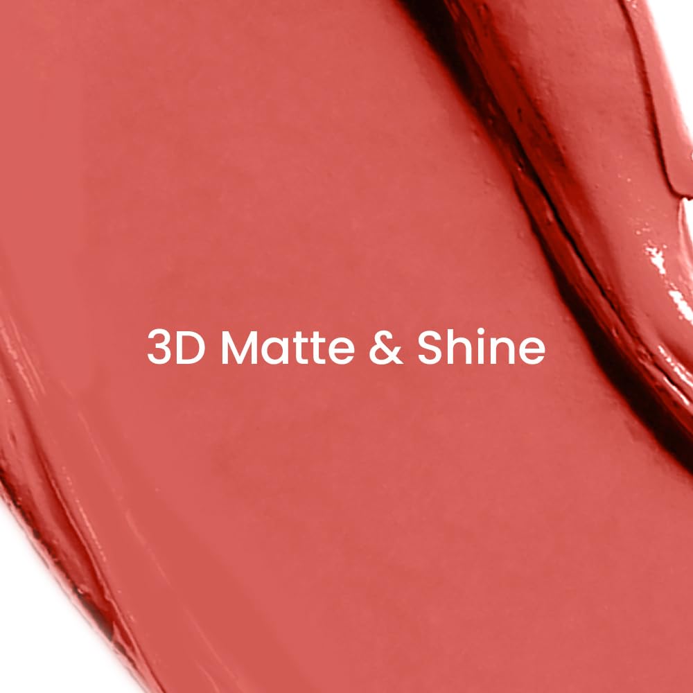 Lakmé Absolute Unreal 3D Slim Bullet Lipstick, Matte finish with a hint of shine, intense colour payoff in just a single stroke, longlasting, lipstick, Nude Brick