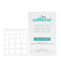 mCaffeine Matcha Tea Hydrocolloid Acne Patches with 0.5% Salicylic Acid | Invisible Waterproof Patches for Active Acne & Pimples | Reduces Acne Size in 2 Uses | for both Women and Men | All Skin Types - 3 Sizes (24N x1)