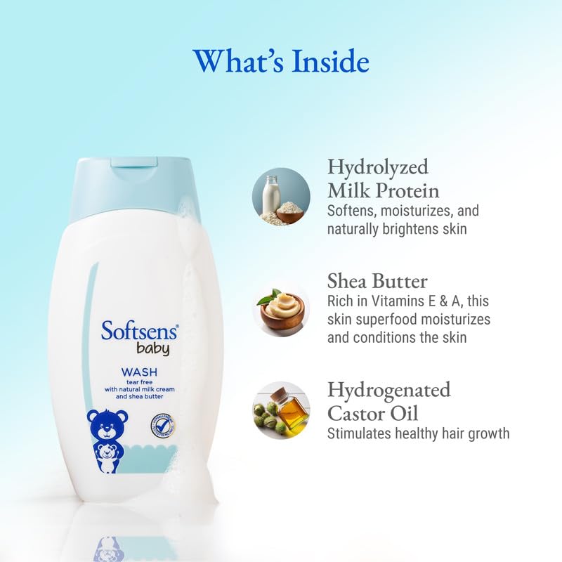 Sotftsens Baby TEAR FREE Baby Wash with natural milk cream & shea butter (200ml x Pack of 4)