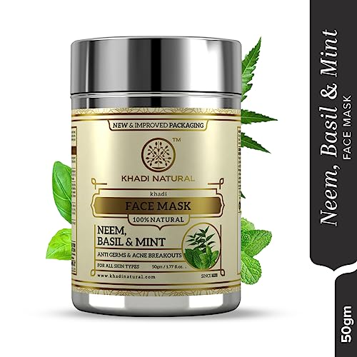 KHADI NATURAL Neem, Basil and Mint Anti Acne Face Mask, 50g