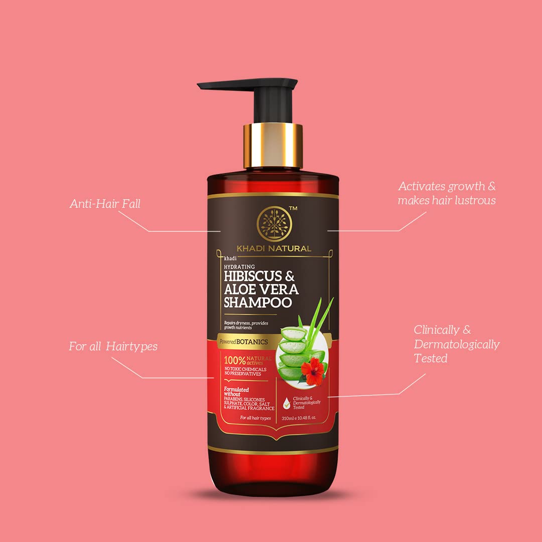 Khadi Natural Hibiscus & Aloevera Shampoo With Reetha & Amla Sulphate Paraben Free - Powered Botanics, 1 Count