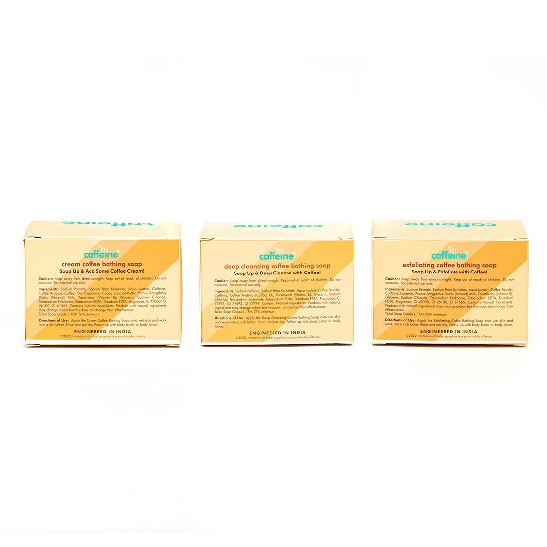 mcaffeine Pack Of 3 Coffee Bath Soaps | Deep Cleansing, Exfoliating & Moisturizing Summer And Winter Bathing Soaps Combo Pack | For Both Women And Men