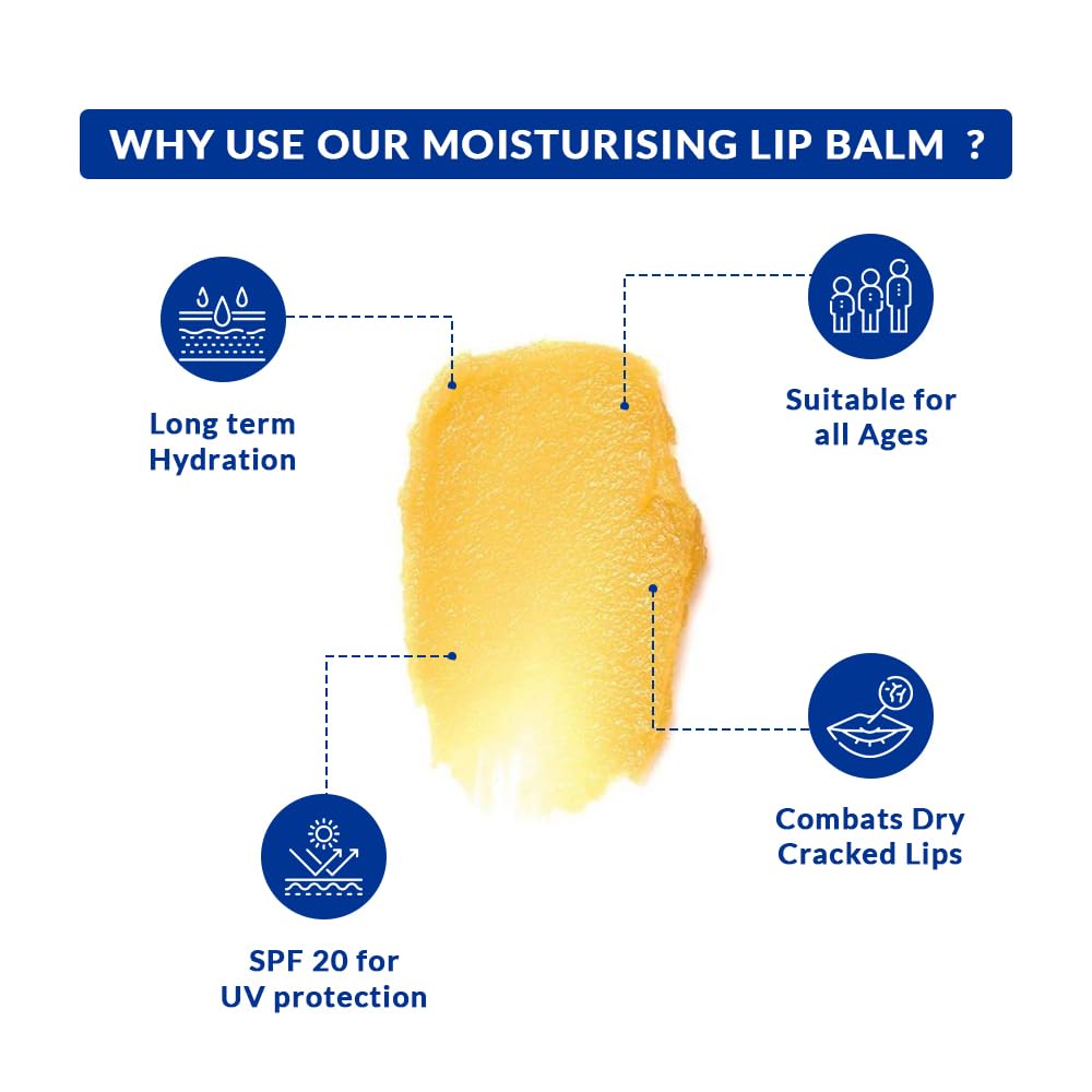 Cerulean SPF 20 Lip Balm for Dry and Chapped Lips with UV Protection | For Smooth Soft Lips | Lip Care With Camphor & Cocoa Butter | Repairs Damaged Lip Barrier | SPF 20 for Sun Damage and Discoloration | For Women & Men | Paraben & Fragrance-Free | 15gm