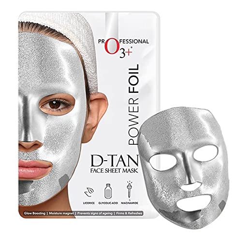 O3+ Power Foil D-Tan Face sheet mask for Skin Brightening Face Mask 20 ml & O3+ Facialist Dtan Face Sheet Mask (30g) Combo