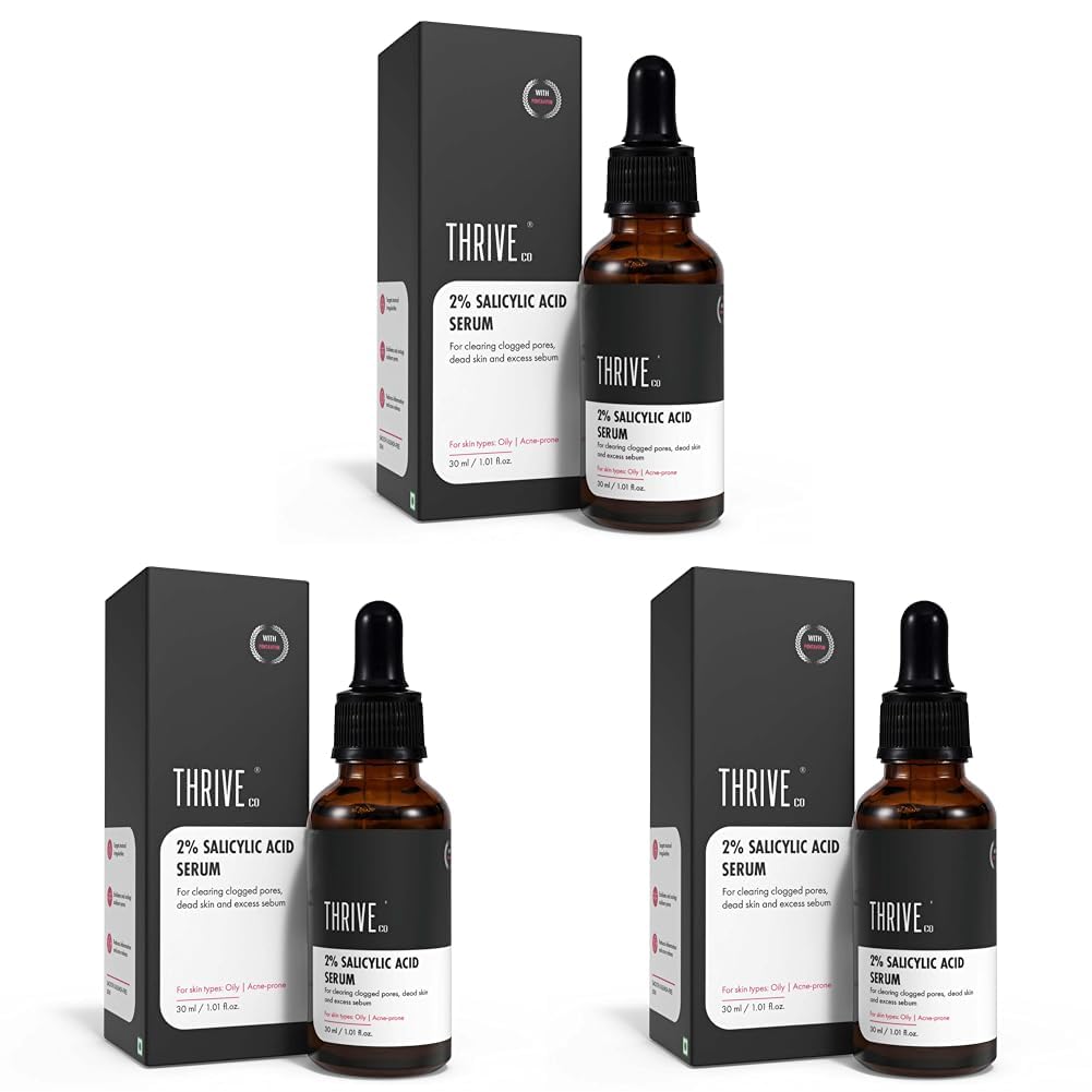 ThriveCo 2% Salicylic Acid Serum For Acne & Clogged Pores | Clears Dead Skin & Reduces Excess Sebum | For Men & Women | For Acne-Prone & Oily Skin | Non-Sticky, Vegan, Fragrance & Cruelty-Free | 30ml