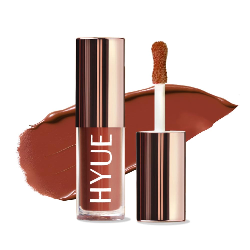 HYUE HydraMatte™ Liquid Lipstick | 2.2ml | Spicy Tan Soft-Matte Long-Wear | Intense Color | With Jojoba, Almond & Gooseberry Extracts | Travel-Friendly | Precision Tip | 12 Bold Shades