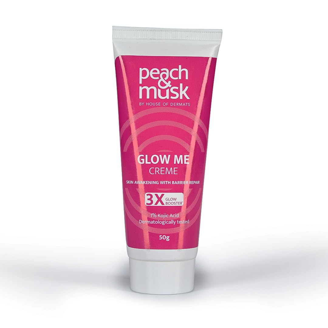 Peach and Musk Glow Me Moisturizing Face Cream, 1% Kojic Acid & Niacinamide, Daily Use Non-Greasy & Non-Sticky Formula, Reduce Dark Pigmentation, Uneven Skin tone, Suitable For Men & Women - 50gm