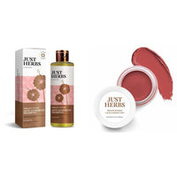 Just Herbs Dandruff Control Ayurvedic Soya Protein Shampoo & Just Herbs Ayurvedic, Natural Lip & Cheek Tint, Blush For Women - Sls, Chemical & Paraben Free - 02 Peachy Coral (Creamy Matte) 200 ML