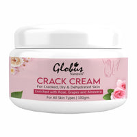 Globus Naturals Crack Cream for Dry Cracked Heels & Feet, Enriched with Aloevera, Grapes, Rose, Almonds, Lavender, 100g