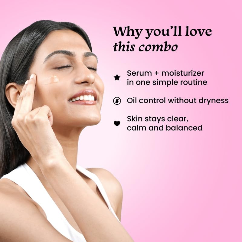 Foxtale Oil Control Duo | 12% Niacinamide Clarifying Serum + Oil Balancing Moisturizer | Targets 7 Signs of Acne | Oil-Free Glow, Smoother Texture | With Azelaic Acid, Niacinamide & Cica