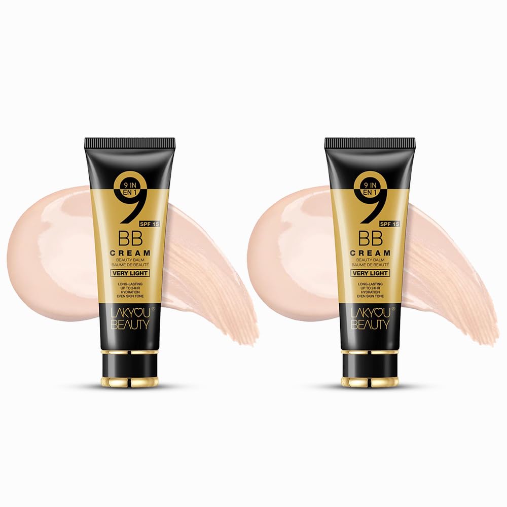 Lakyou Beauty 9in1 BB Cream | Waterproof | Very Light | Long Lasting | Long Lasting | 24hrs Hydration Even Skin Tone | SPF 15 | Shade-02(Soft Ivory) | Pack Of 2