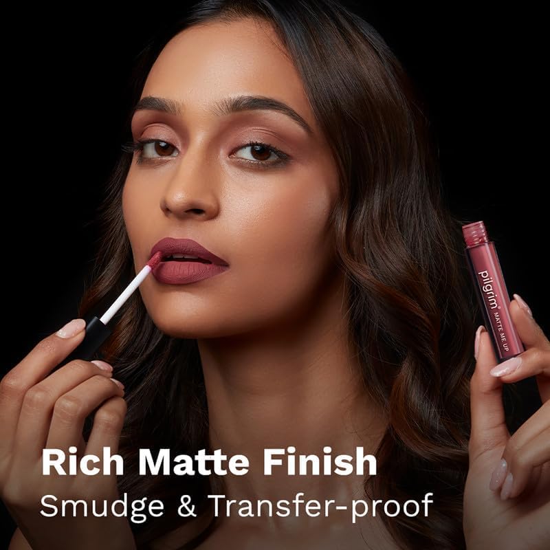 Pilgrim Liquid Matte Lipstick - Blushin' Nude | Lipstick for Women with Hyaluronic Acid & Spanish Squalane | Transferproof, Long Lasting & Non Drying with Hydrating Ingredients 3gms
