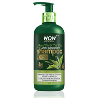Wow Skin Science Green Tea & Tea Tree Anti-Dandruff Shampoo - No Sulphates, Parabens, Silicones, Color & Peg - 300 Ml