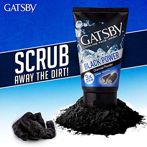 Gatsby Cooling Face Wash - Perfect Clean, Contains Charcoal Powder, Deep Cleanses, Powered With 3X Scrub, 100gm