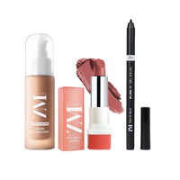 ZM Zayn & Myza Makeup Combo | Rich Matte Lipstick(Show Stopper), Liquid Foundation(Beige) & Blink It Gel kajal(Black) (3 Items in the set)