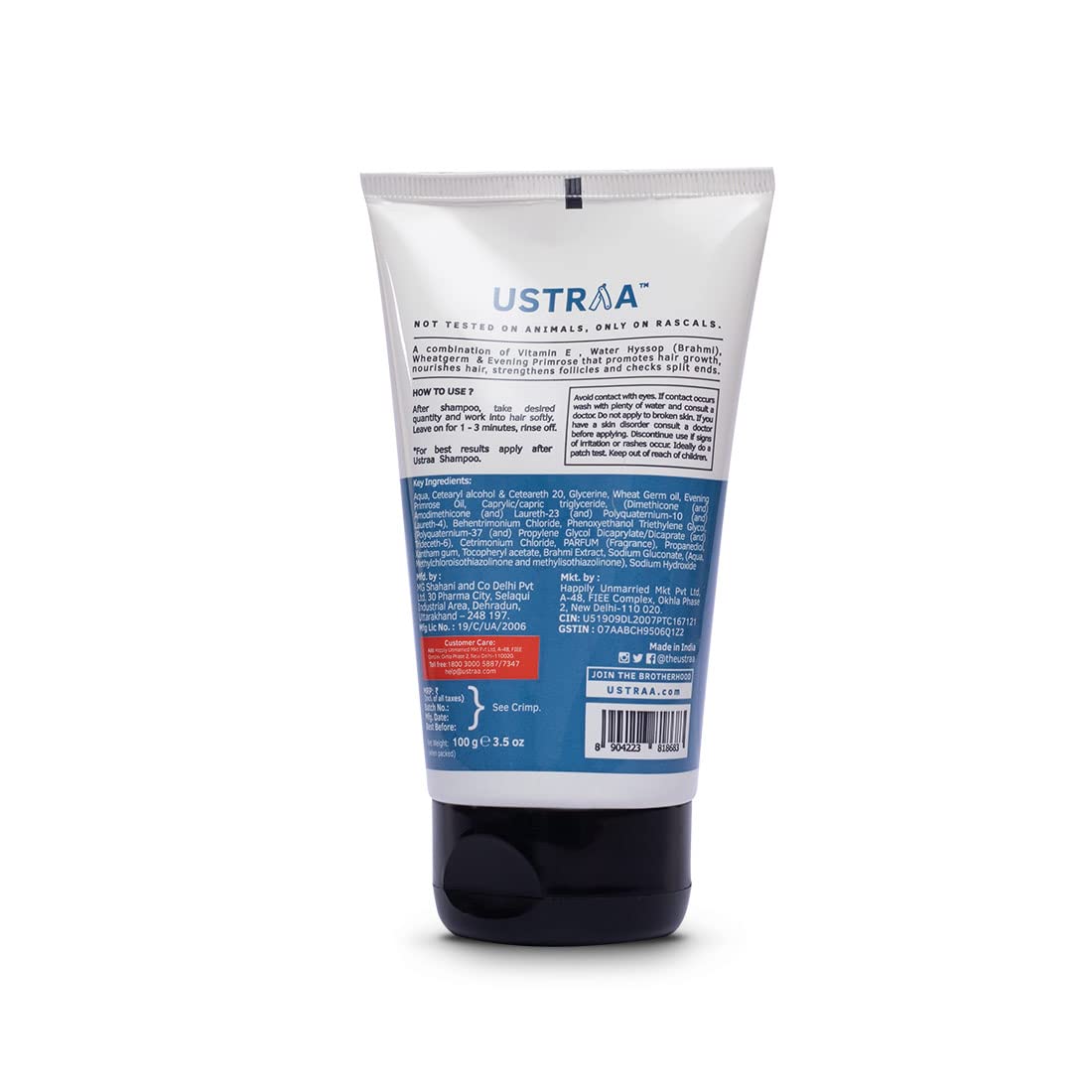 Ustraa Anti-Dandruff Shampoo 250ml - With Climbazole, Ginger & Tea Tree Oil, Controls Dandruff | & Daily Use Hair Conditioner - 100gm - Daily Use Post-Shampoo Conditioner | No SLS No Paraben