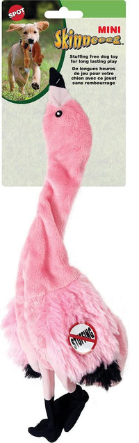 SPOT by Ethical Products Mini Skinneeez Stuffless Dog Toy with Squeaker | Plush Tug of War Flamingo Squeak Toy for Small and Large Dog Breeds | Interactive Dog Toy | Small