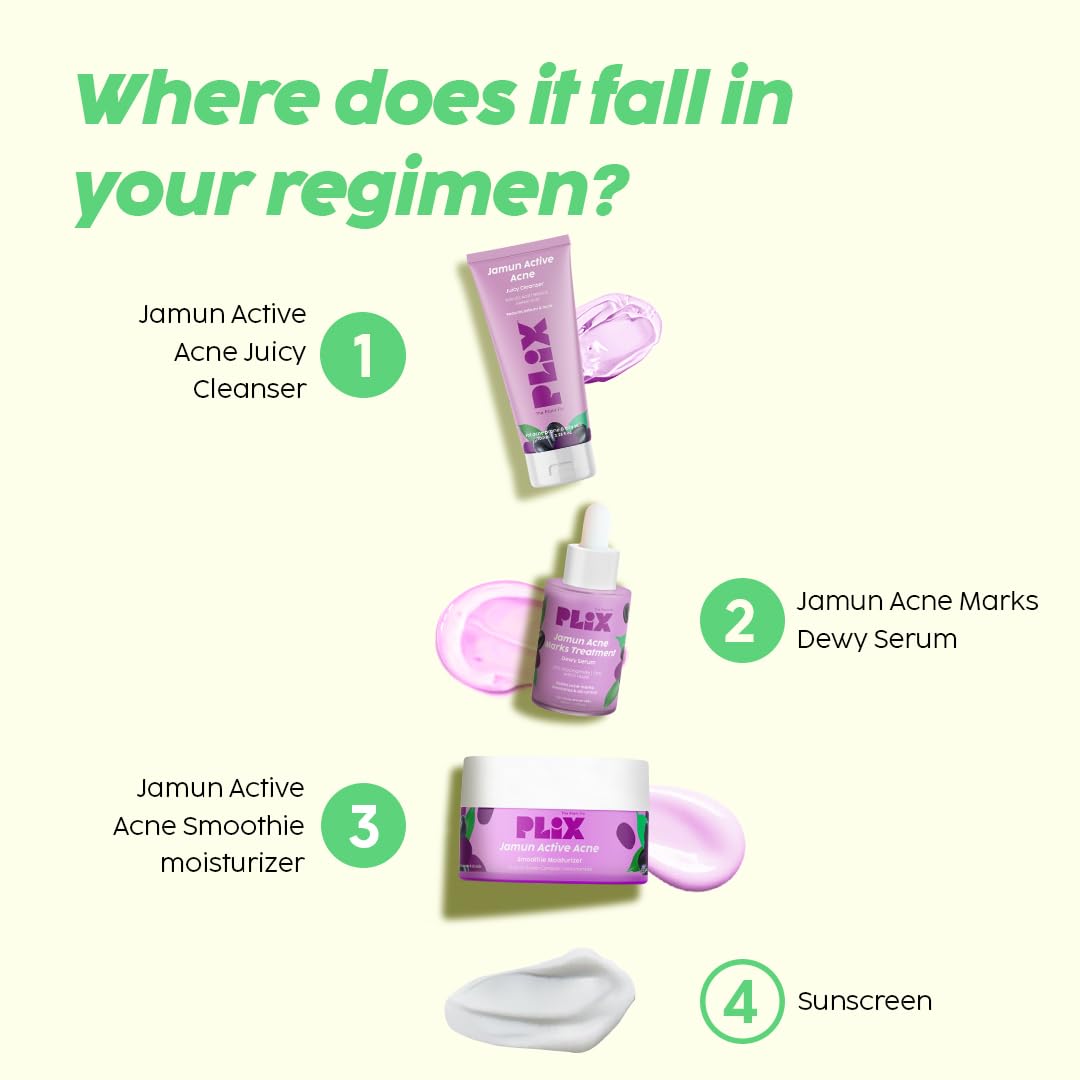The Plant Fix Plix Jamun Cleanser & 2% Salicylic Acid Serum With Smoothie Moisturizer Combo l Detoxifies The Skin l Reduces Active Acne l Fades Blemishes l All Skin Types