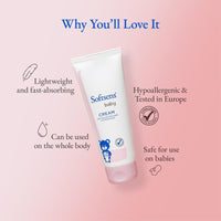 Softsens Baby Rich Moisturising Cream | Enriched with Natural Milk Cream and Shea Butter | Dermatalogically Tested, Hypoallergenic & Paraben Free 100g (Pack of 4)