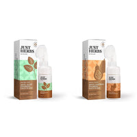 Just Herbs Anti Acne Foaming Face Wash Men Women With Tea Tree and Mint for Oil Control, Glowing Skin Brush - 100ml & Just Herbs Brightening Foaming Face Wash- 100ml Combo