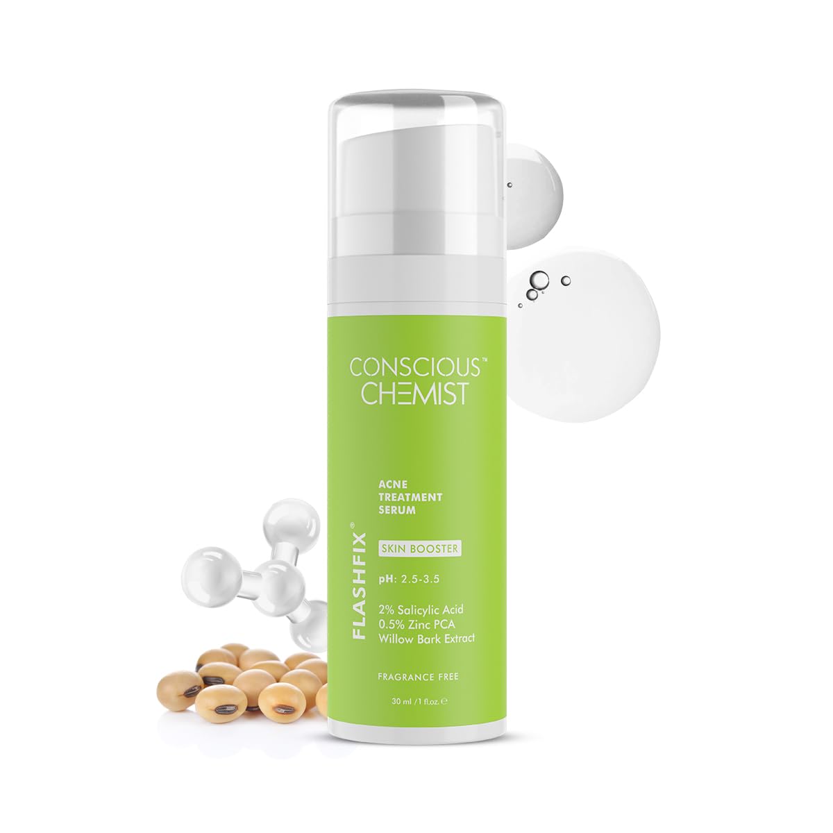 Conscious Chemist 2% Salicylic Acid Serum | 30ml | Face Serum for Acne, Blackheads & Opne Pores, Reduce Excess Oil & Bumpy Texture, BHA Based Exfoliant for Acne, Face Serum for Men & Women - Flashfix