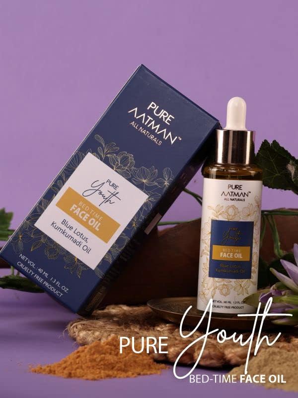 Pure Aatman Kumkumadi Saffron Face Oil with Blue Lotus | Ayurvedic Night Repair Oil for Super Glowing Skin