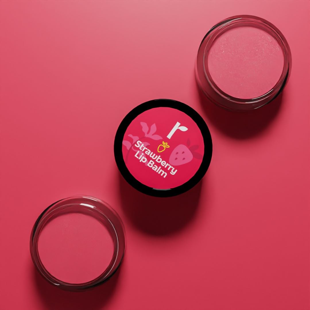 Rivona Naturals Strawberry Lip Balm | Avocado Butter + Kokum Butter | Moisturizing and Plumping | For Men & Women | 8 gm