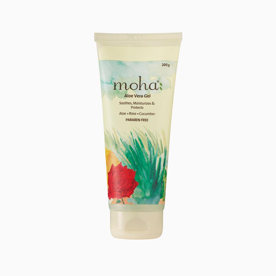 moha: Aloe Vera Gel 200 gm and Herbal Face Wash 200 ML | Face Wash With Goodness Of Neem, Aleovera, Cucumber, Rose Combo Pack