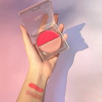 Ruby's Organics Cream Blush for Cheeks & Highlighter Duo Palette- Blusher for Face Makeup, Lightweight Flawless All Day Glow, All Skin Types, Natural &Paraben Free (Poppy Pink + Illuminate) 9g