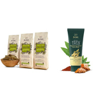 Nat Habit - Fresh Ready To Apply Henna Paste (Pack of 3 x 220g) and Nat Habit Ubtan Face Wash, Fresh Daily Tikta For Men & Women 100g