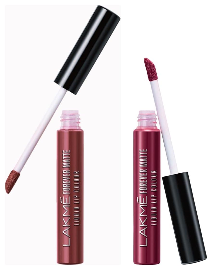 Lakmé Forever Matte Liquid Lip Colour, Nude Dream, 5.6ml & Lakmé Forever Matte Liquid Lip Colour, Red Wine, 5.6ml