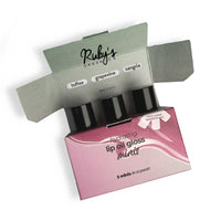 Ruby's Organics Lip Beauty Gift Kit- Lip Oil Glossy Minis Sunset, Moisturizing, Long Lasting, Non Sticky & Non Drying, Natural Lip Makeup, Paraben Free - Sangria, Grapevine and Toffee Shades