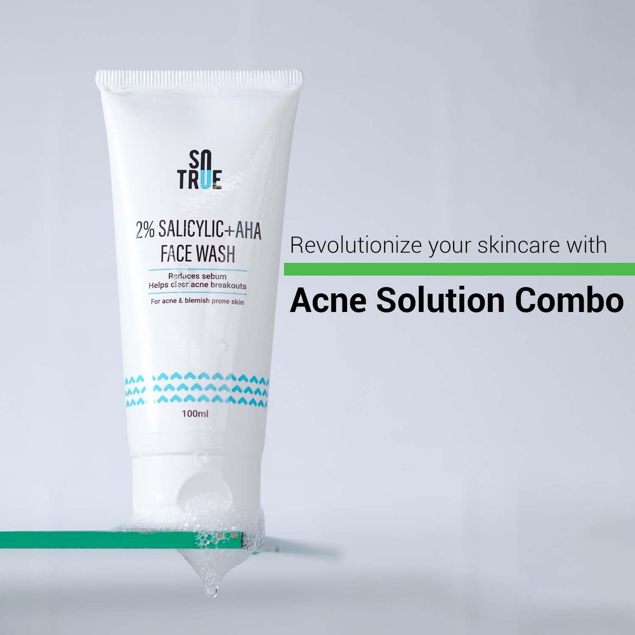 Sotrue Ceramide Gel Face Moisturizer & 2% Salicylic Acid Face Wash + AHA Combo | Acne Prone Skin, Excess Oil, Pimples | For All Skin Types