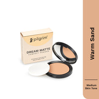 Pilgrim Warm Sand Matte Finish Compact Powder For All Skin Types Absorbs Oil, Conceals & Gives Radiant Skin, 9 Gram, Cream