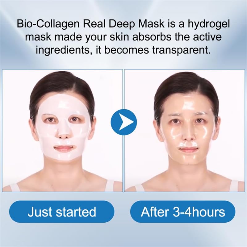 QERINKLE Bio-Collagen Overnight Face Mask|Korean Glass Skin Hydrogel Mask for Deep Hydration,Pigmentation,Anti-Aging&Pore Minimizing|Hyaluronic Acid,Niacinamide,Vitamin E&Centella (1 PACK,Unscented)