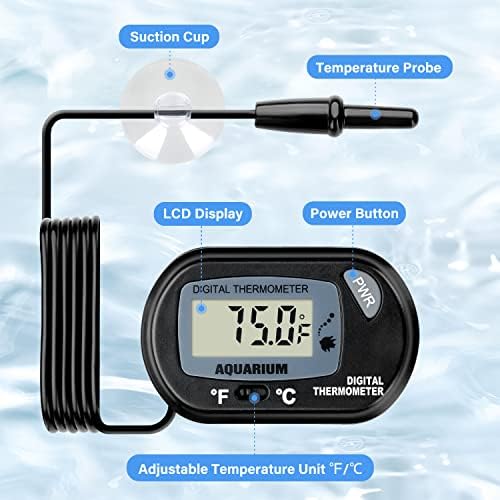 iPower Reptile Heat Pad 4W/8W/16W/24W Under Tank Terrarium Warmer Heating Mat and Digital Thermostat Controller for Turtles Lizards Frogs and Other Small Animals, Multi Sizes 8" x 12" Black/Heat Pad + Thermometer