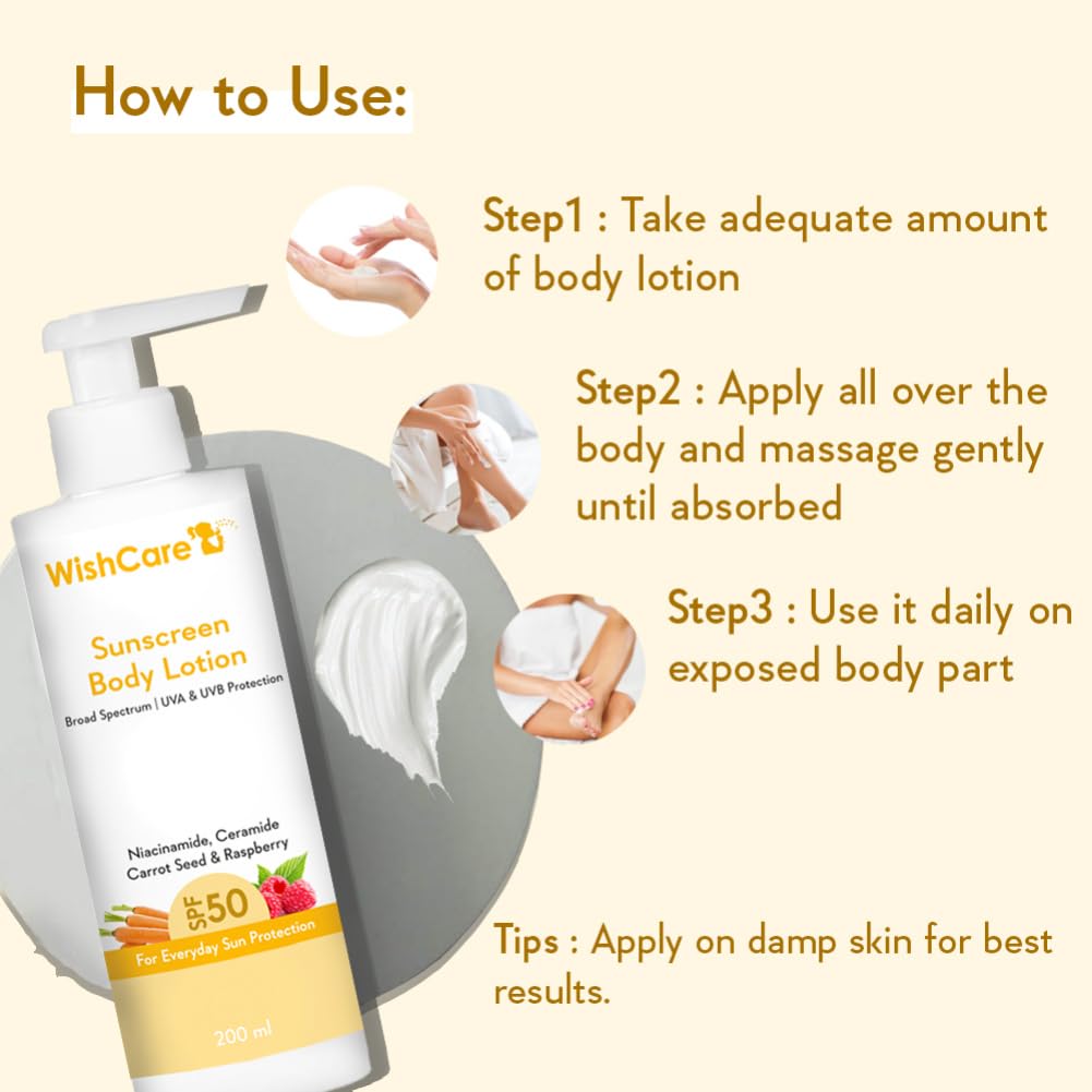 WishCare De-Tan Combo - AHA BHA Body Lotion & SPF50 Sunscreen Lotion 200ml Each