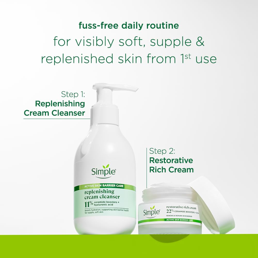 Simple Active Skin Barrier Care Restorative Rich Cream 40g | with 22% ceramide boosters & cica | renews and repairs the skin barrier