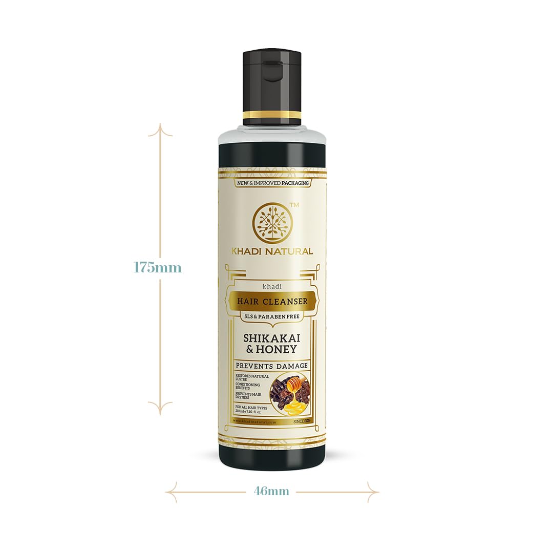 Khadi Natural Shikakai & Honey Shampoo for Strong Hair | Herbal Shampoo for Controlling Hair Fall | Natural Shampoo for Repairing Damaged Hair | SLS & Paraben Free | Suitable for All Hair Types | 210ml