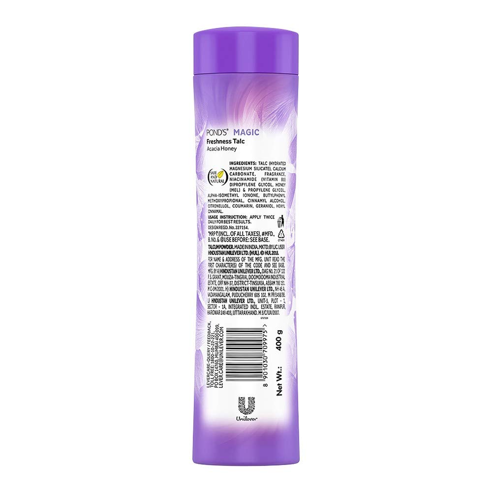 Pears Pure And Gentle Bathing Bar, 125g (Pack Of 8) & POND'S Magic Freshness Talcum Powder, Acacia Honey, 400 g