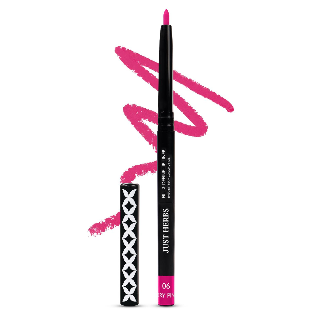 Just Herbs Fill & Define Lip Liner with Shea Butter and Coconut Oil Transfer Proof Long Lasting Creamy Matte Finish Lip Liner (Fiery Pink, 0.3g)